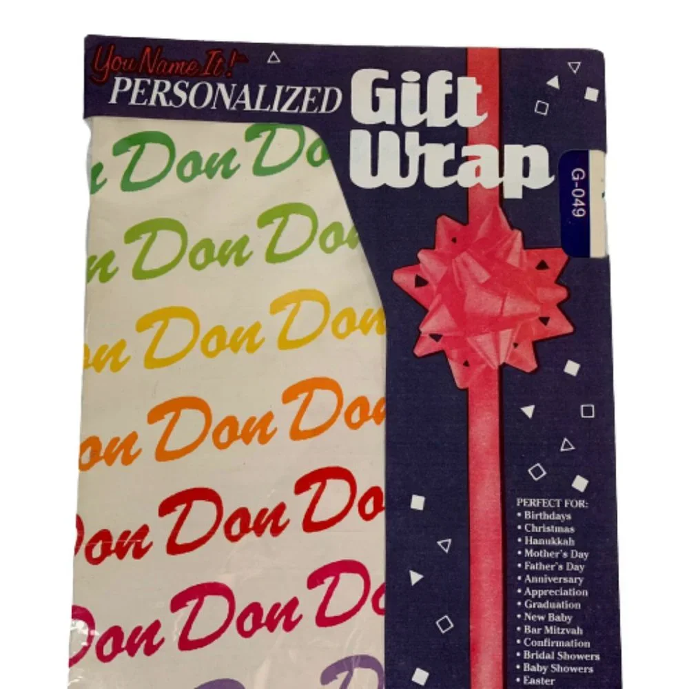 Vintage New DON Personalized Gift Wrap One Sheet
